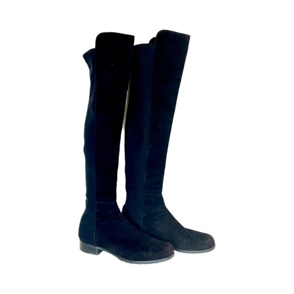 Stuart Weitzman Suede Riding Boots 7.5 Black - Picture 1 of 2